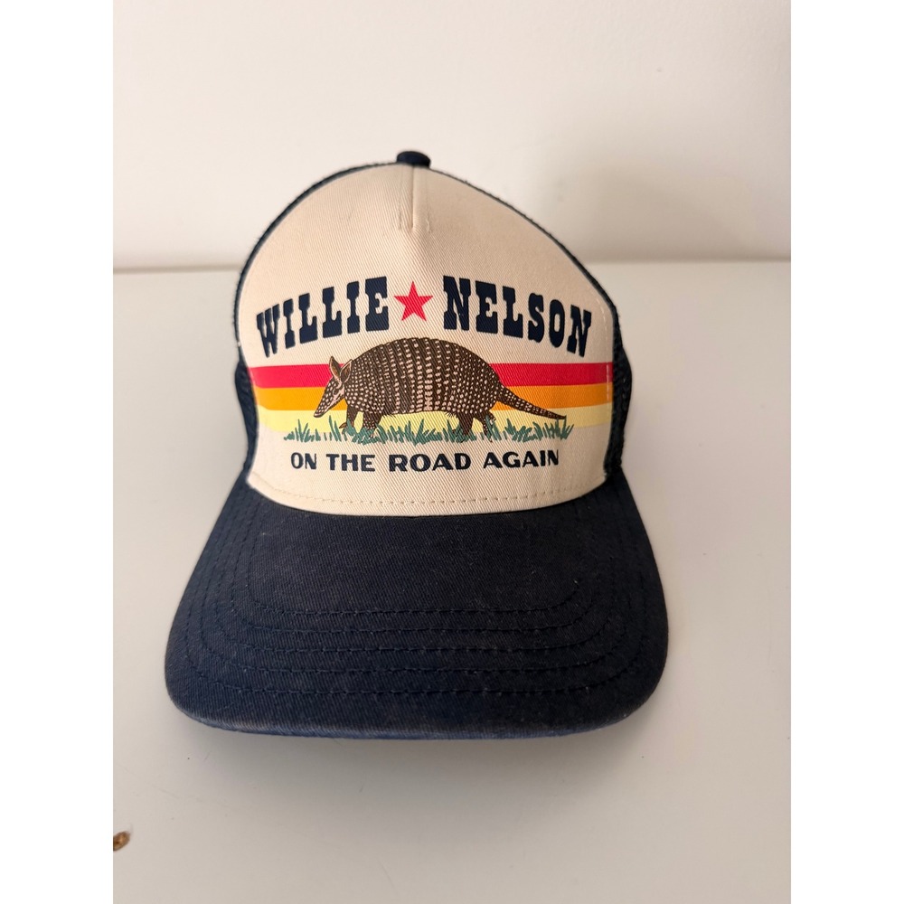 American Needle Willie Nelson Trucker Hat OS Navy Cream On The Road Again